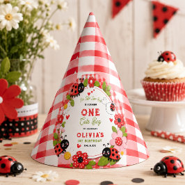 Chapéu De Festa Festa de 1º Aniversário One Cute Bug Floral Ladybu