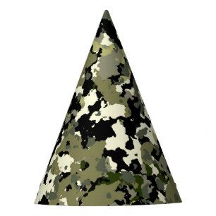 Chapéu De Festa Festa de Aniversário Camuflagem Creme Preto Verde