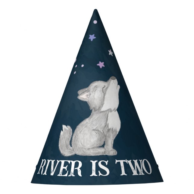 Chapéu De Festa Festa de aniversário com tema de lobo pequeno impr (Frente)