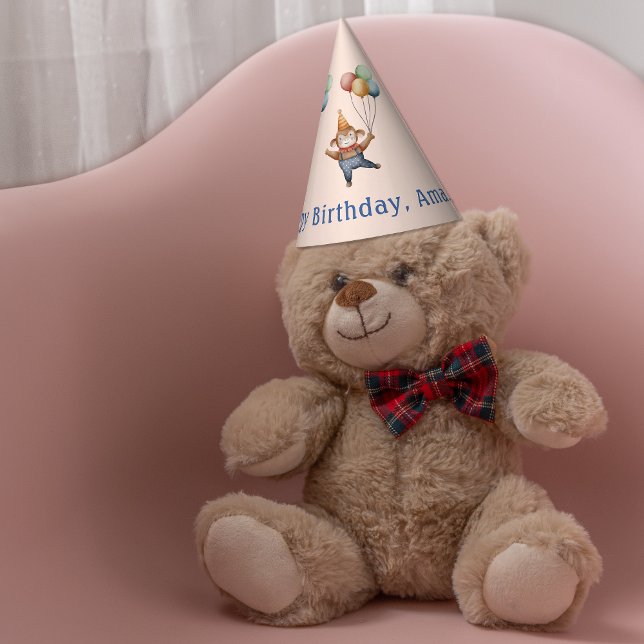 Chapéu De Festa Festa de aniversário de Circo de Macaco Whimsso (Whimsical Monkey Circus Birthday Party Party Hat)