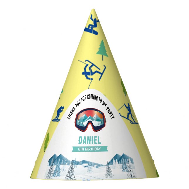 Chapéu De Festa Festa de aniversário de esqui Snowboard (Frente)