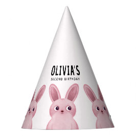 Chapéu De Festa Festa de aniversário de garota com coelhinhos cor-