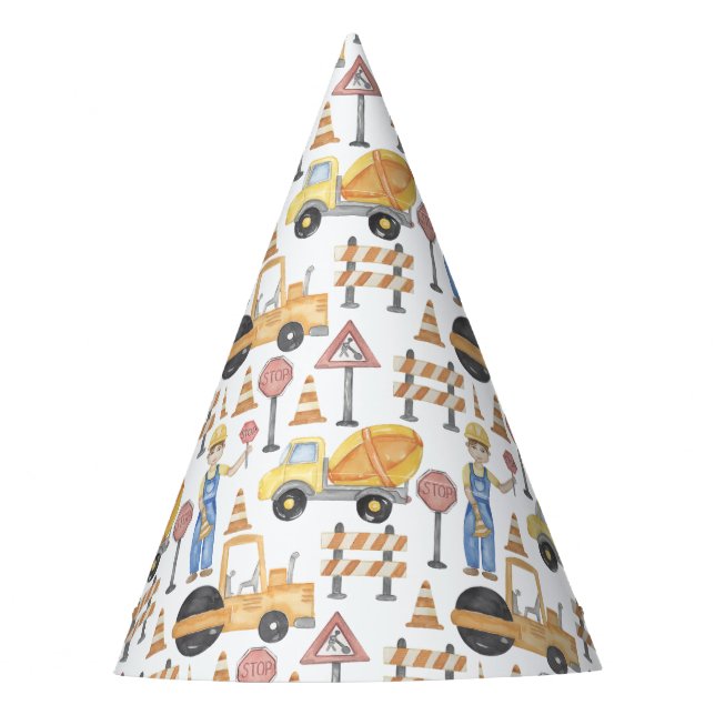 Chapéu De Festa Festa de aniversário do Tema de Construção (Frente)