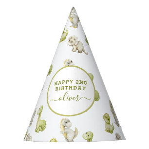 Chapéu De Festa Festa de Aniversário Infantil Dinossauro Aquarela