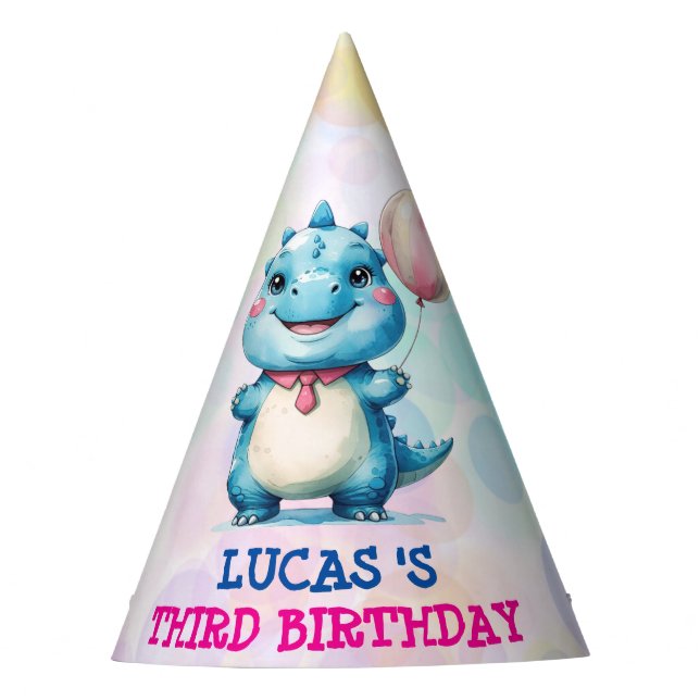 Chapéu De Festa Festa de Feliz Aniversário do Boneco Dinossauro Fe (Frente)