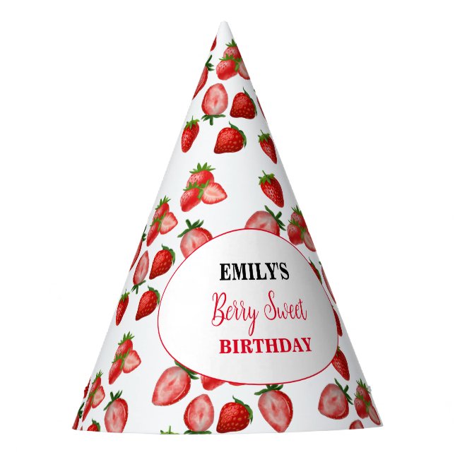 Chapéu De Festa Festa de Festa de aniversário de Strawberry Girl|  (Frente)