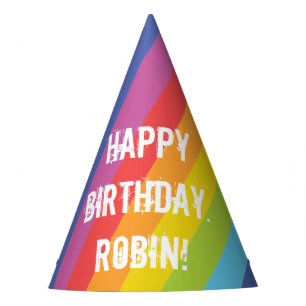 Chapéu De Festa Festa de Papel com Listras Coloridas do Arco-Íris