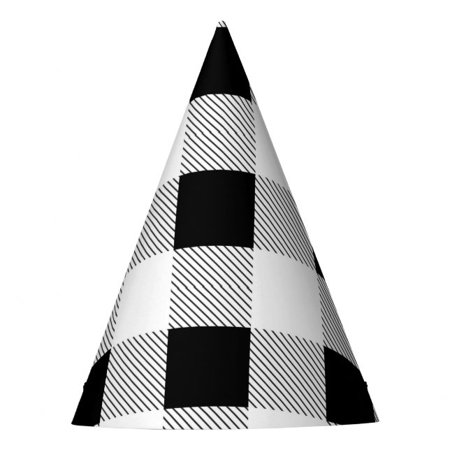 Chapéu De Festa festa de plaid preto e branco rústica em casa de f (Frente)