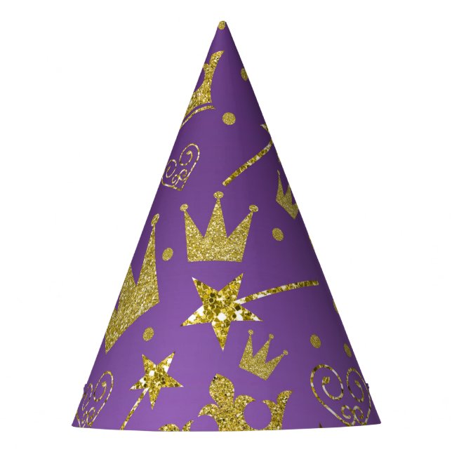 Chapéu De Festa Festa de Princesa das Meninas com Brilho Roxo e Do (Frente)