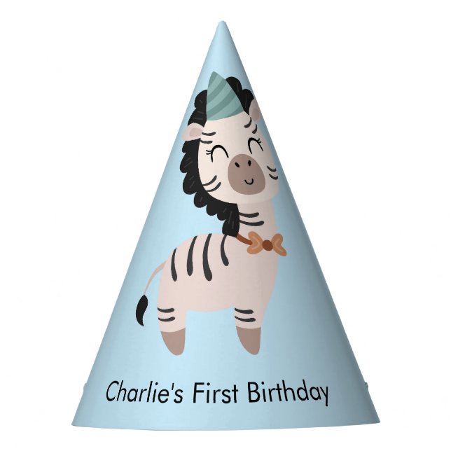 Chapéu De Festa Festa de Zebra Animal, Aniversário (Frente)