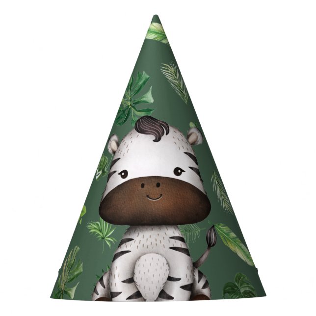 Chapéu De Festa Festa Zebra Selva Selva Selva Selva Safari Anivers (Frente)