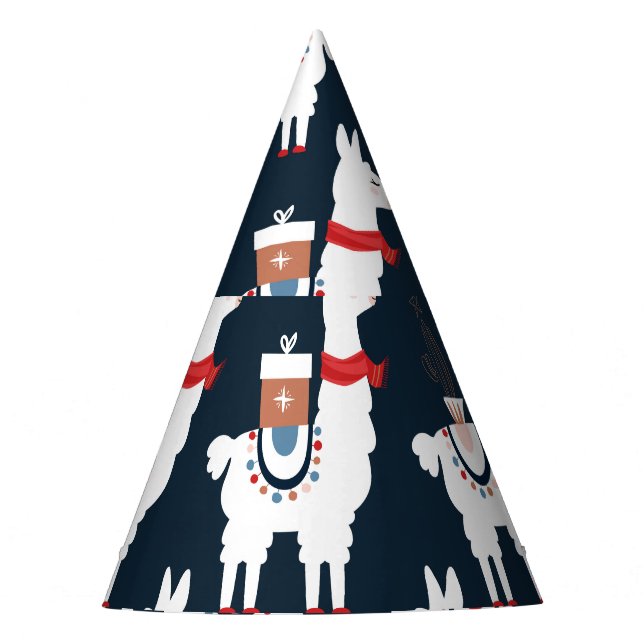 Chapéu De Festa Festivo Lhamas: Apreciação do Padrão de Natal (Frente)