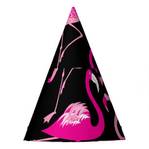 Chapéu De Festa flamingos cor-de-rosa, padrão sem costura escuro.