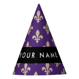 Chapéu De Festa Fleur de Lis, Beige on Purple, Royal, Your Name