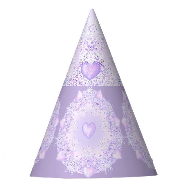 Chapéu De Festa floco de neve roxo leve e coração brilhando (Frente)
