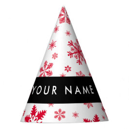 Chapéu De Festa Flocos de neve vermelhos, seu nome, personalize