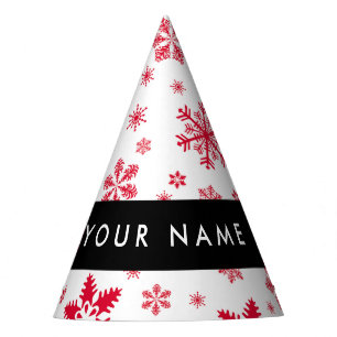 Chapéu De Festa Flocos de neve vermelhos, seu nome, personalize