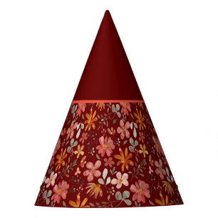 Chapéu De Festa Flor amarela alaranjada padrão vermelho de ação de