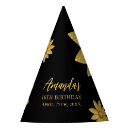 Chapéu De Festa Flor Dourada Elegante Doce 16 Aniversário