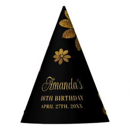 Chapéu De Festa Floral Dourada Flor Flor Doce 16 Aniversário