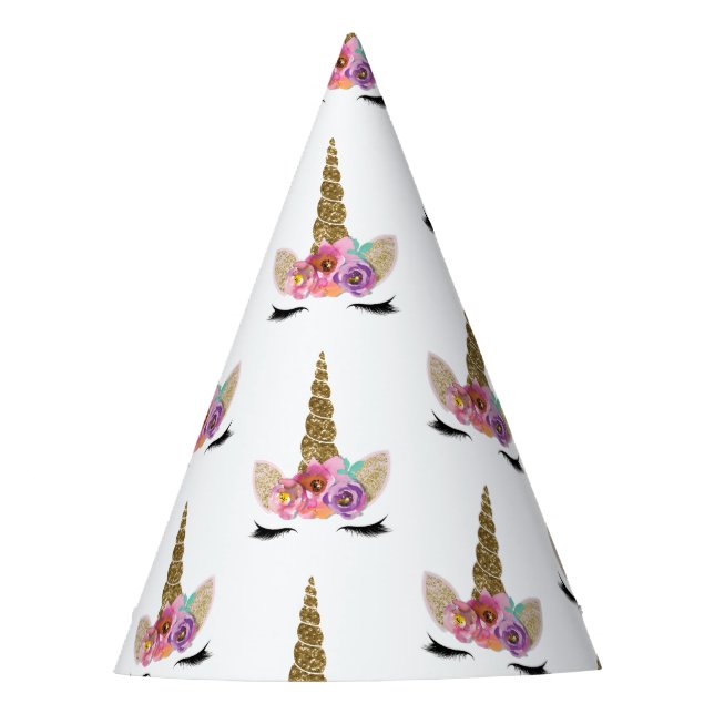 Chapéu De Festa Floral Unicorn Horn Magnética Festa de aniversario (Frente)