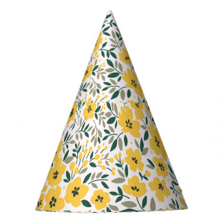 Chapéu De Festa Flores amarelas: flores modernas sem costura flora