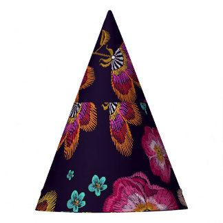 Chapéu De Festa Flores bordadas: padrão sem costura de moda