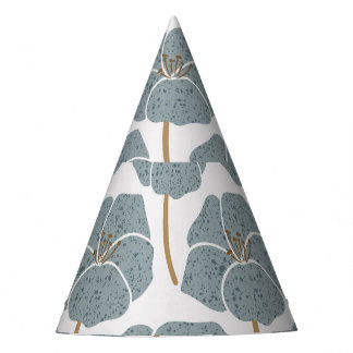 Chapéu De Festa Flores De Gerânio Azul Padrão Romântico.