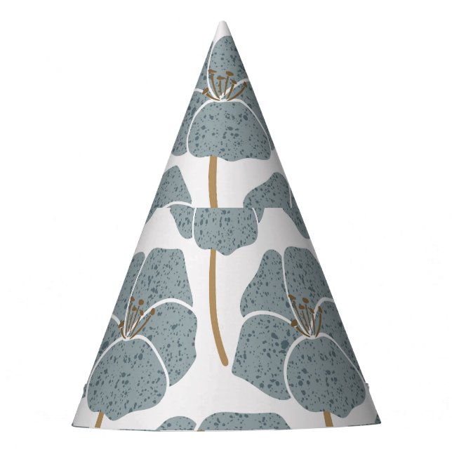 Chapéu De Festa Flores De Gerânio Azul Padrão Romântico. (Frente)