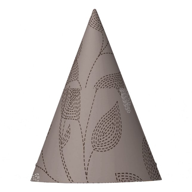 Chapéu De Festa Flores e folhas bordadas, design sem costura. (Frente)