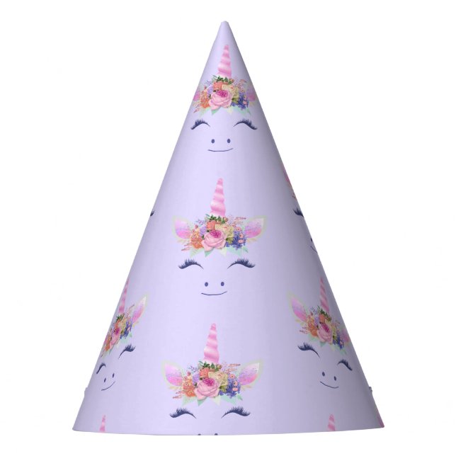 Chapéu De Festa Flores Fabulosas de Unicórnio Fofo Face 2 (Frente)
