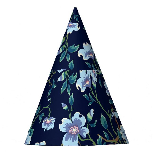 Chapéu De Festa Flores infantis: azul escuro sem costura (Frente)