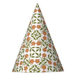 Chapéu De Festa Flores Laranja, Padrão Floral, Verde, Boho