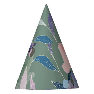 Chapéu De Festa Flores Lilac Padrão de Cinza