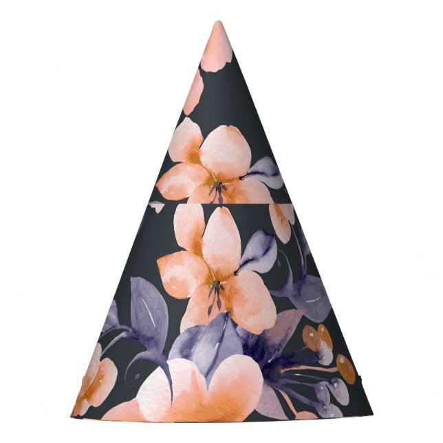 Chapéu De Festa Flores Pintadas Sem Costura Fundo (Frente)