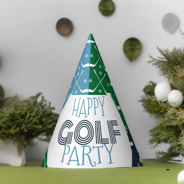 Chapéu De Festa Folha de Papel Padrão do Clube Golf (golf club Paper party hat, Kids,adults,party birthday hat,Baby Shower,wedding,celebration hat)