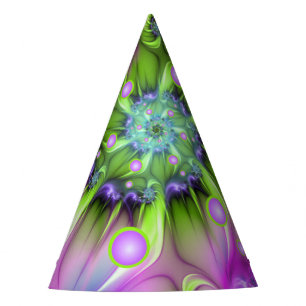 Chapéu De Festa Formas Redondas Espirais Coloridas Arte Fractal Ab