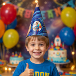 Chapéu De Festa Foto Personalizada de Aniversário do Espaço Sidera