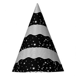Chapéu De Festa Fun Trendy Black White Stripes Stars 
