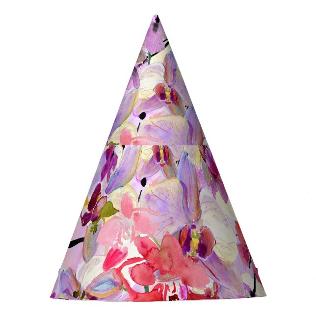 Chapéu De Festa Fundo de Cores Aquáticas Orchid-Sakura (Frente)