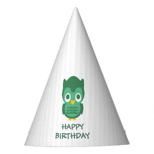 Chapéu De Festa Garras Brancas E Coruja Verde - Feliz Aniversário