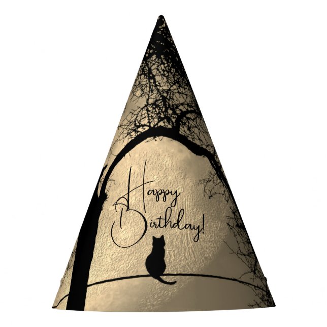 Chapéu De Festa Gato em uma lua cheia feliz (Frente)