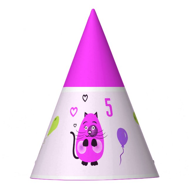 Chapéu De Festa Gato lilás (Frente)