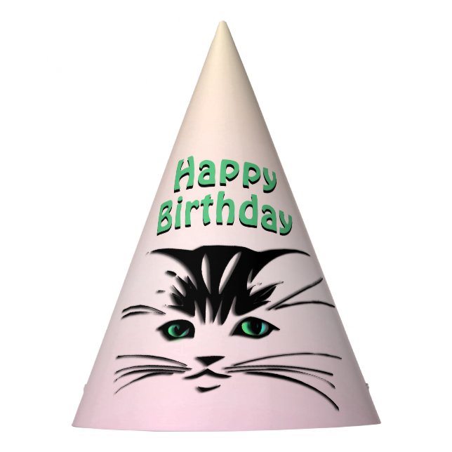 Chapéu De Festa Gato Olhado Verde (Frente)