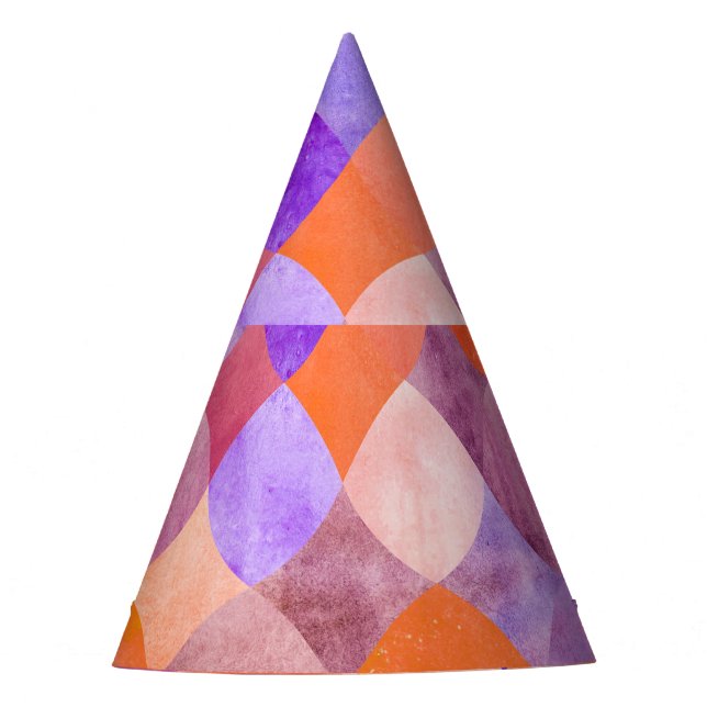 Chapéu De Festa Geométrico em aquarela, escamas árabes. (Frente)