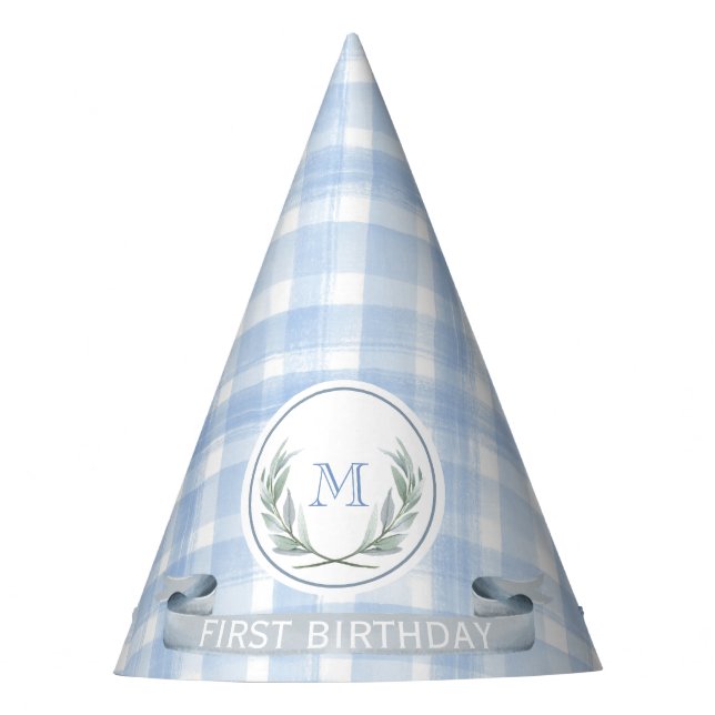 Chapéu De Festa Gingham Laurel Crest Personalizado (Frente)