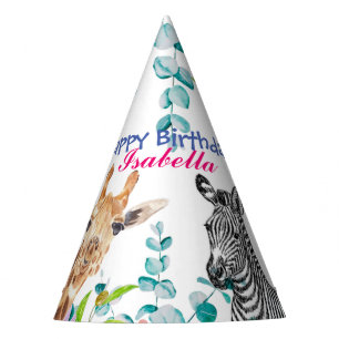 Chapéu De Festa Girafa zoológico da selva Floral Aniversário