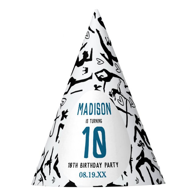 Chapéu De Festa Girls Modern Black Gymnastics Kids 10th Birthday (Frente)