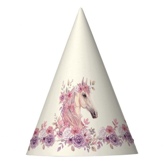 Chapéu De Festa Girls Pretty Ponies Pastel Floral Horse (Frente)