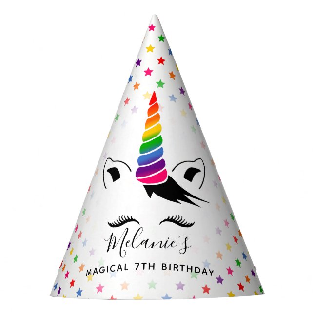 Chapéu De Festa Glam Rainbow Unicorn Birthday (Frente)